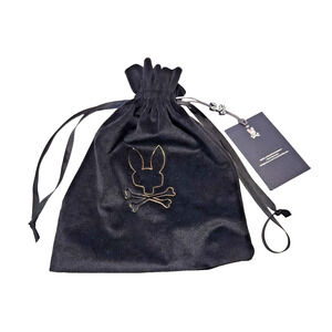 2023 Psycho Bunny Gold & Black Velvet Tumbler Bag Cinch Pouch & Charm *Bag Only*